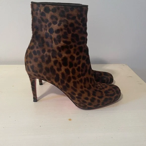 Christian Louboutin Brown Leopard Ankle Boots - Picture 2 of 6
